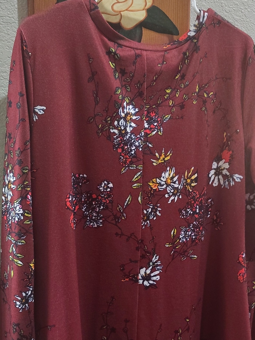 Floral Long Sleeve Blouse in Burgundy
